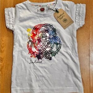 NEW! Traditional Craft Wear White cotton Shirt w Colorful Ireland Celtic Design